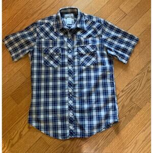 Wrangler "Wrancher" Pearl Snap Men's Shirt - Medium - Blue Plaid